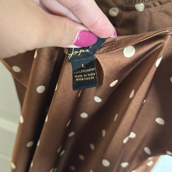 Brown Silky A-Line Midi Dress - Picture 5 of 9